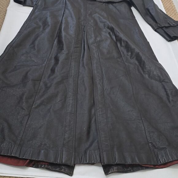 Vintage CR Mates by Domino Leather Trench Coat size 13/14 - Picture 12 of 14